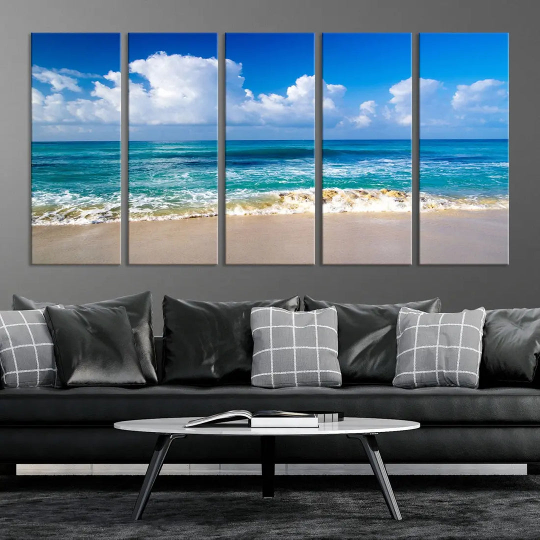 Ocean Beach Wall Art Canvas Print Sunset Artwork Print Coastal Wall Art