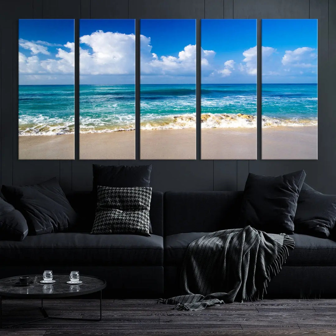 Ocean Beach Wall Art Canvas Print Sunset Artwork Print Coastal Wall Art