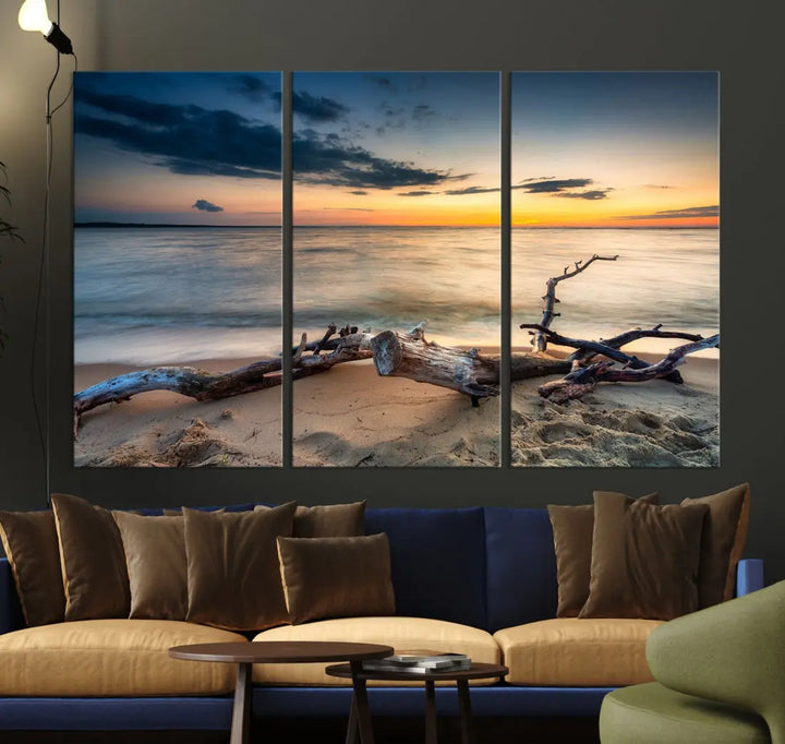 Ocean Sunset Beach Wall Art Canvas Print