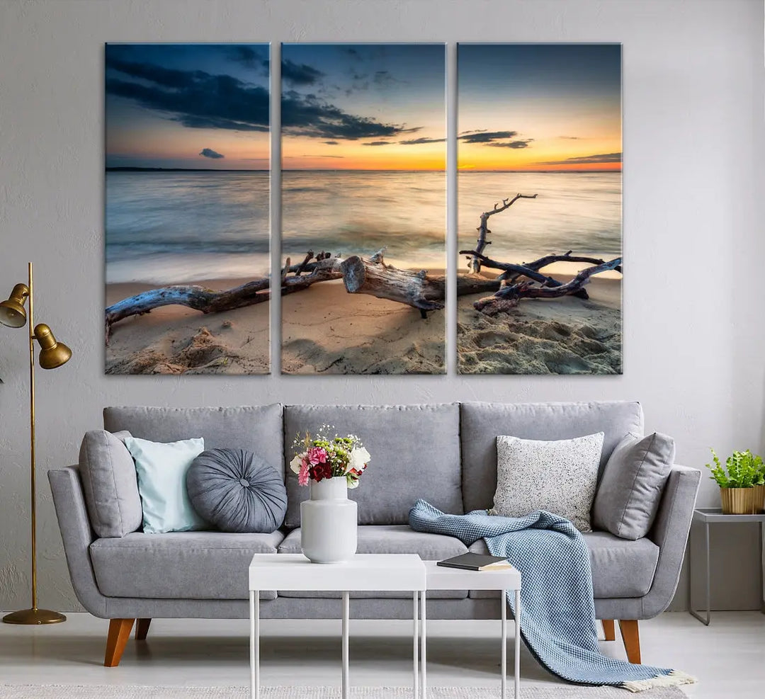 Ocean Sunset Beach Wall Art Canvas Print