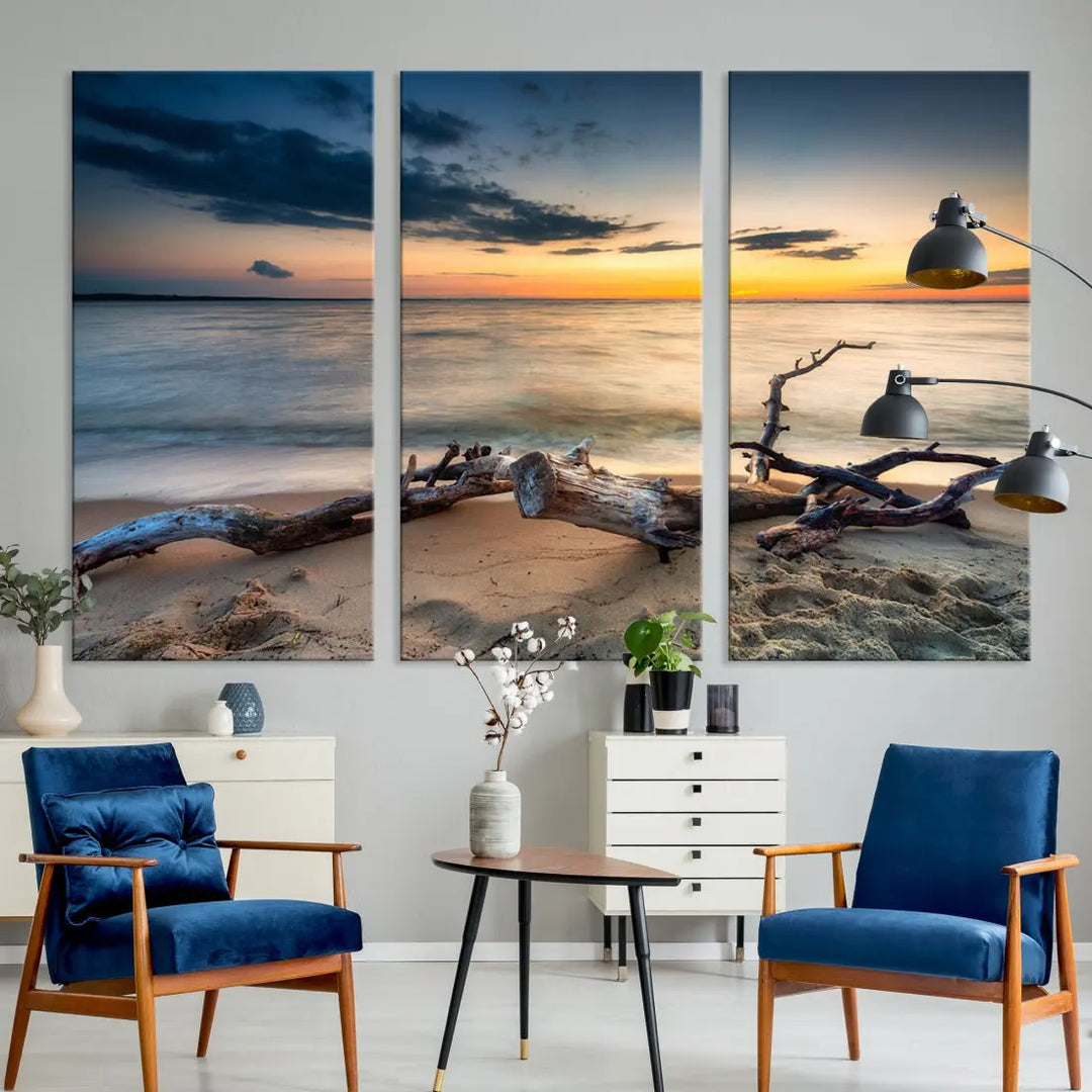 Ocean Sunset Beach Wall Art Canvas Print