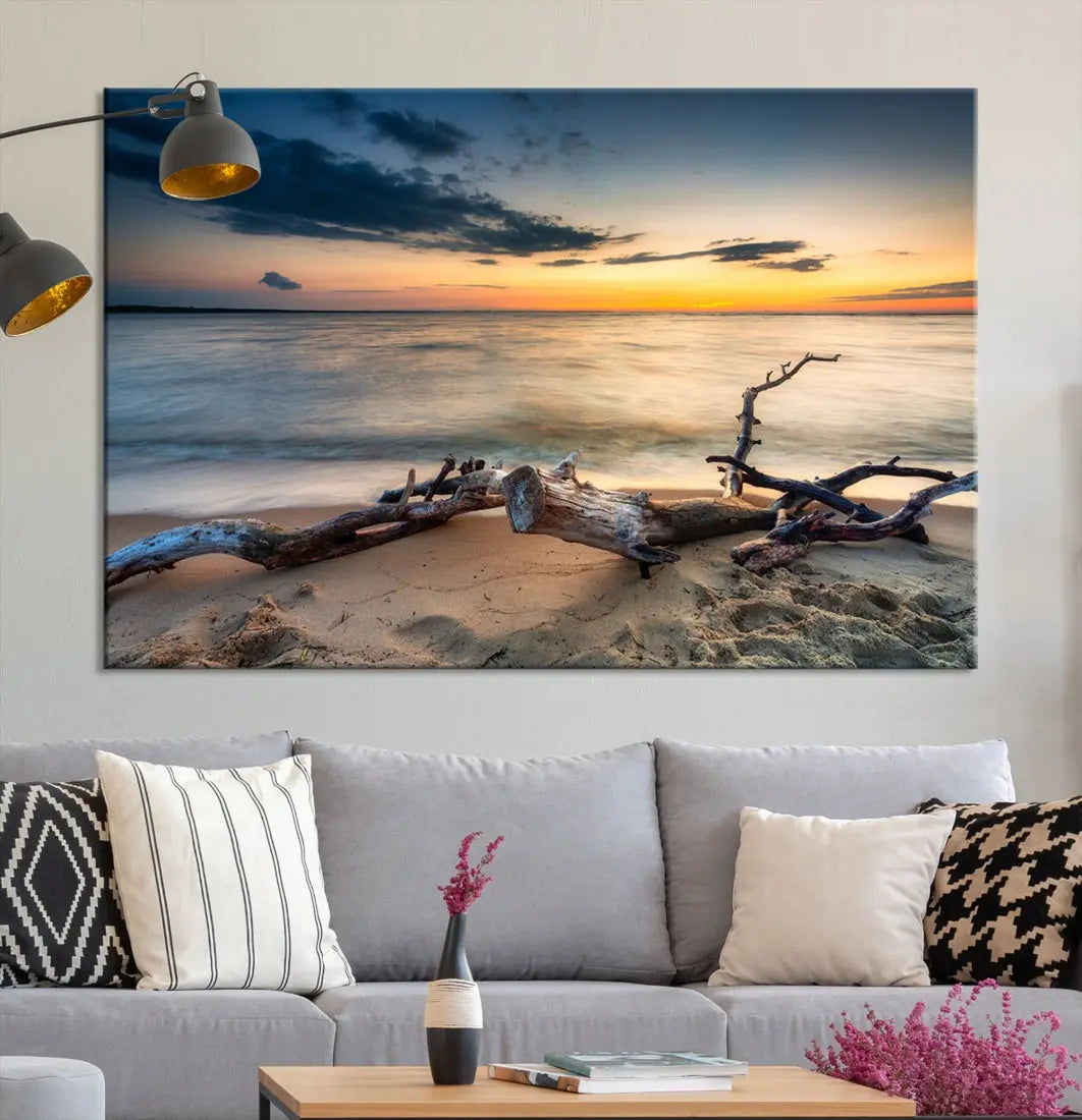 Ocean Sunset Beach Wall Art Canvas Print