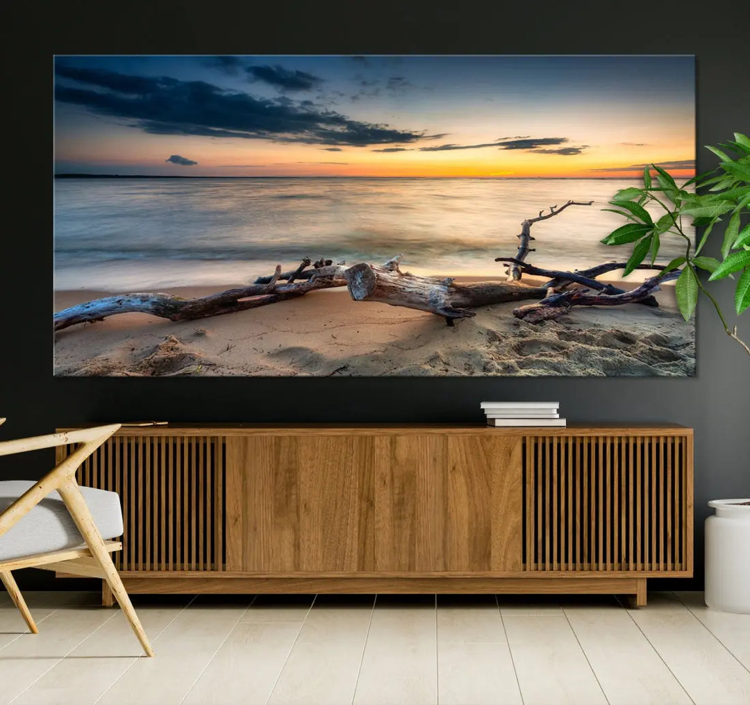 Ocean Sunset Beach Wall Art Canvas Print