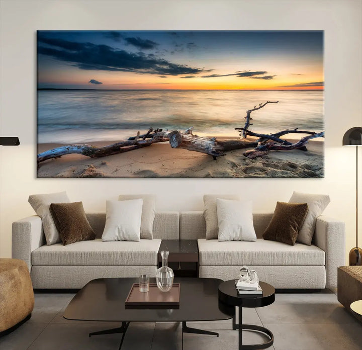 Ocean Sunset Beach Wall Art Canvas Print