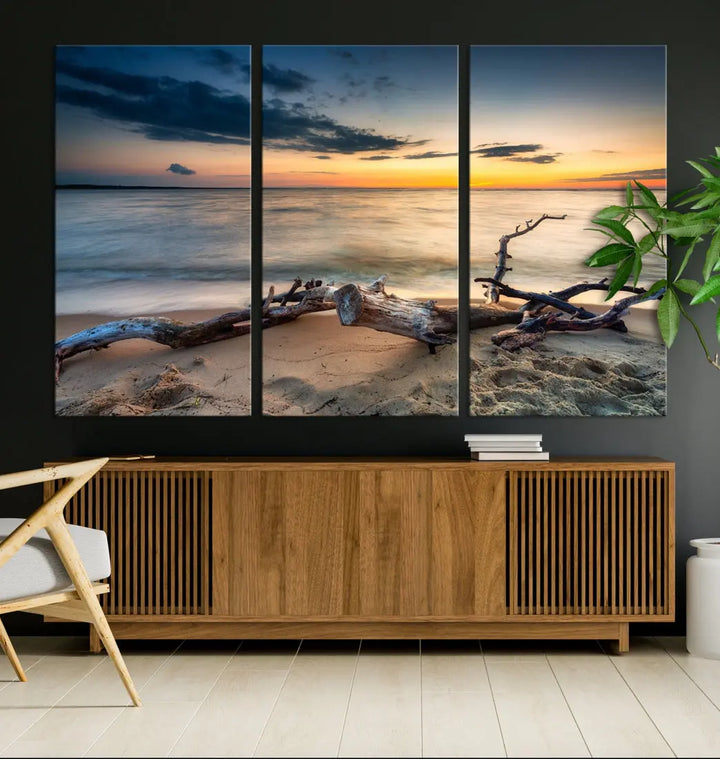 Ocean Sunset Beach Wall Art Canvas Print