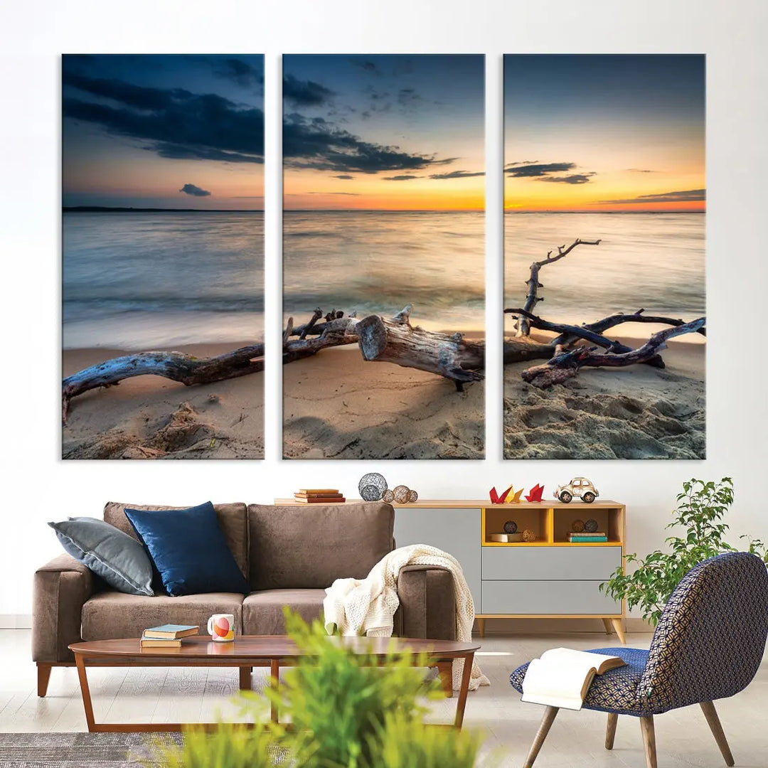 Ocean Sunset Beach Wall Art Canvas Print