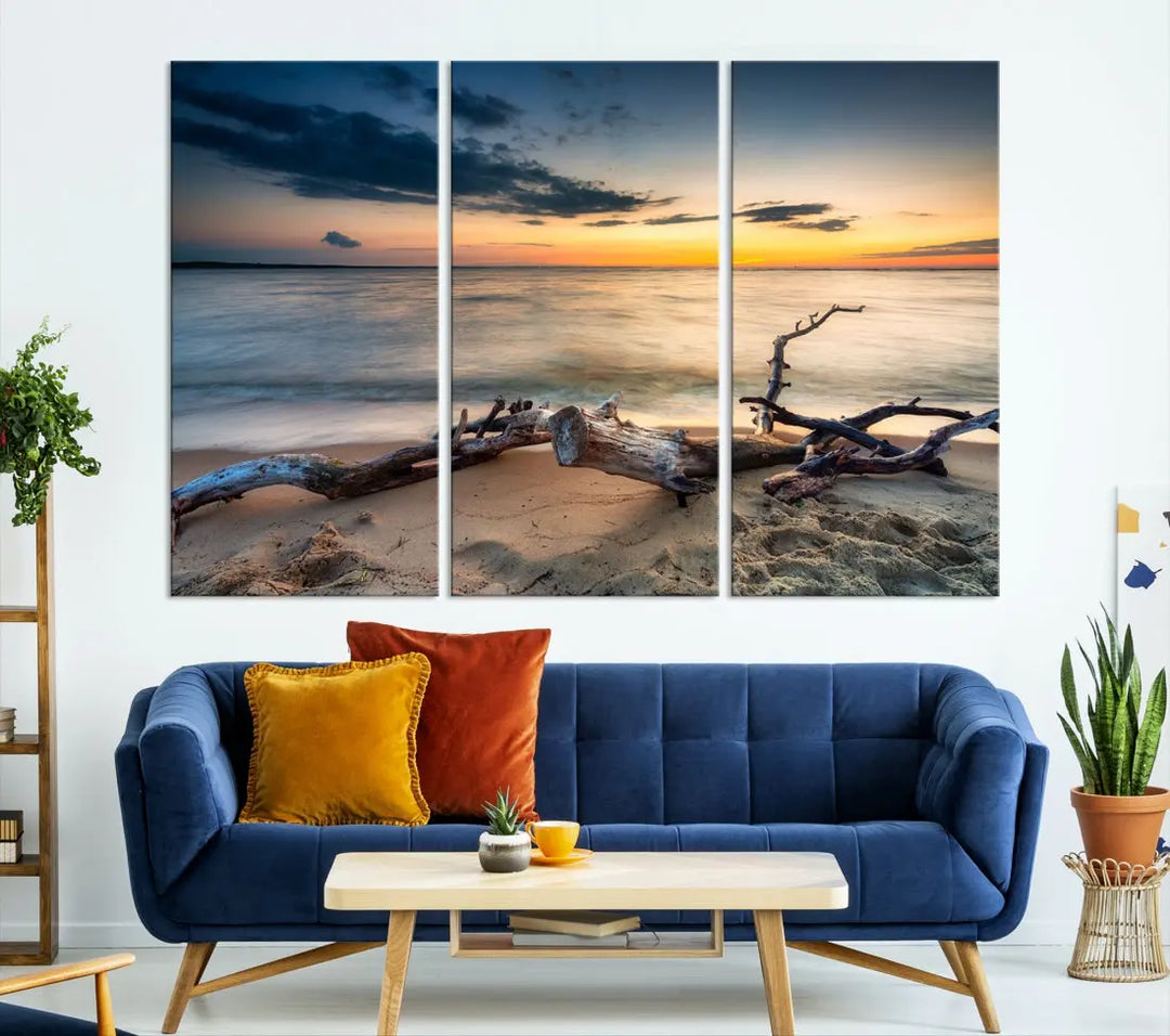 Ocean Sunset Beach Wall Art Canvas Print