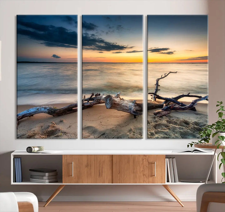 Ocean Sunset Beach Wall Art Canvas Print