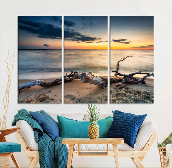 Ocean Sunset Beach Wall Art Canvas Print