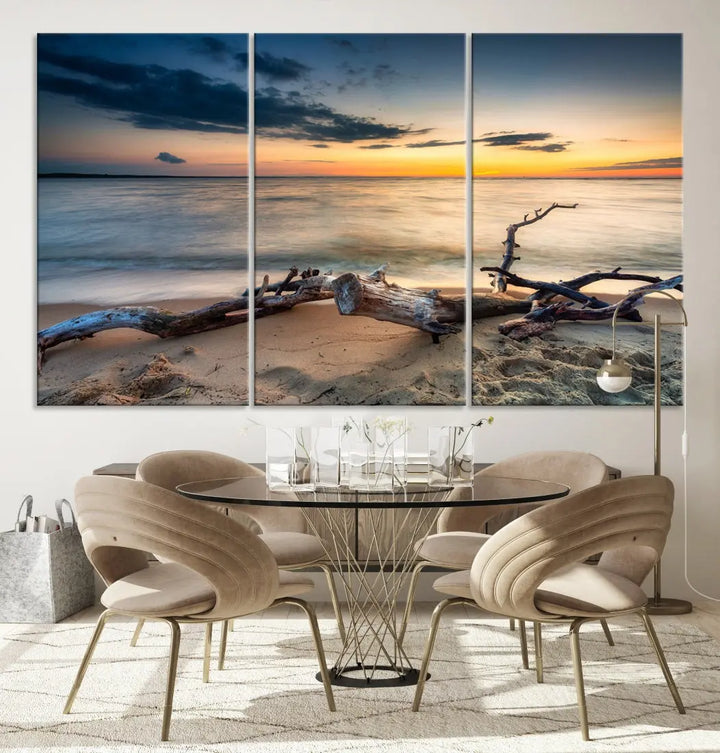 Ocean Sunset Beach Wall Art Canvas Print