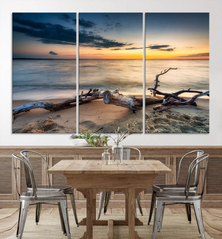 Ocean Sunset Beach Wall Art Canvas Print