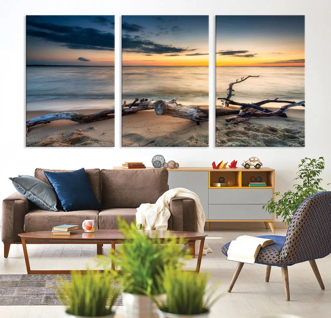 Ocean Sunset Beach Wall Art Canvas Print