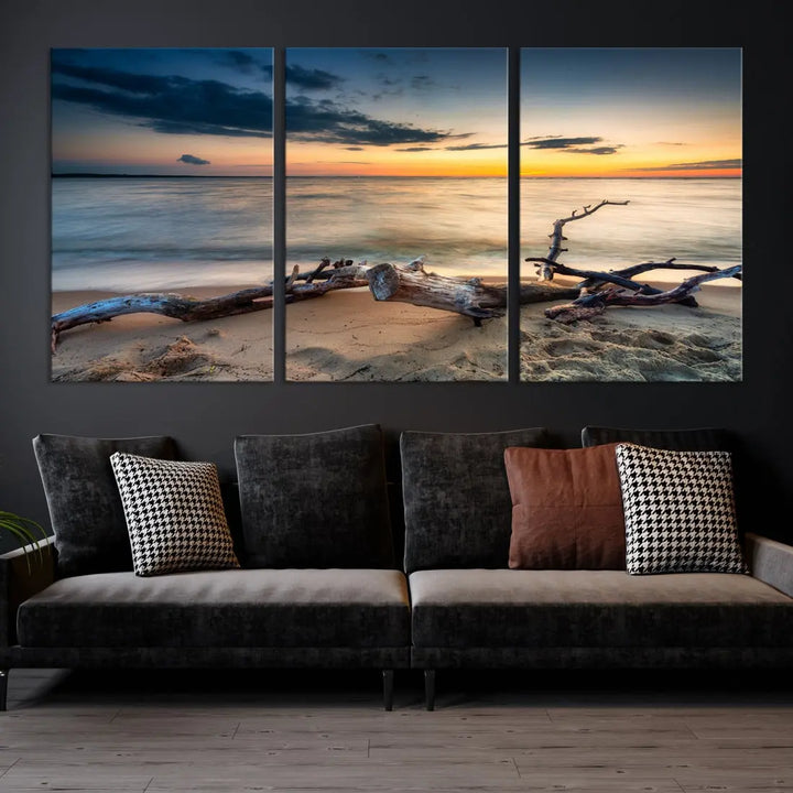 Ocean Sunset Beach Wall Art Canvas Print