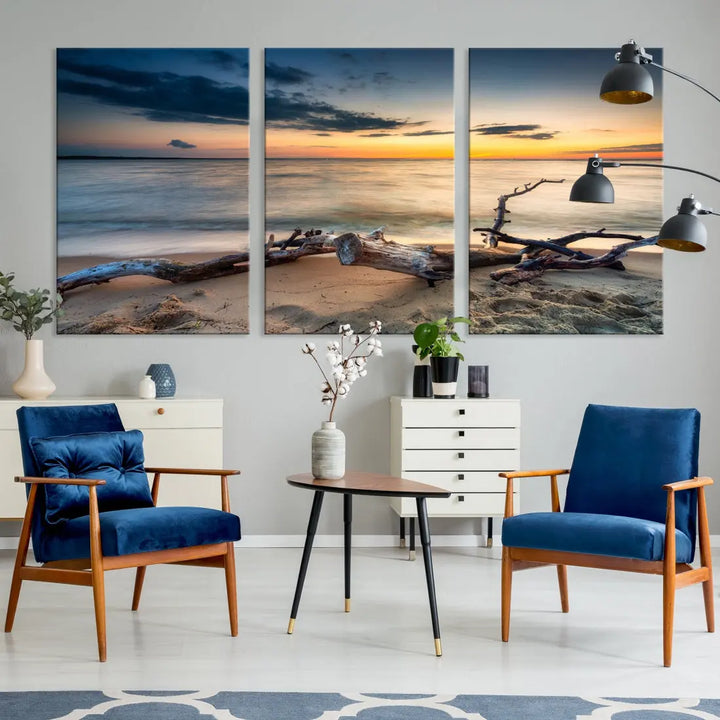 Ocean Sunset Beach Wall Art Canvas Print