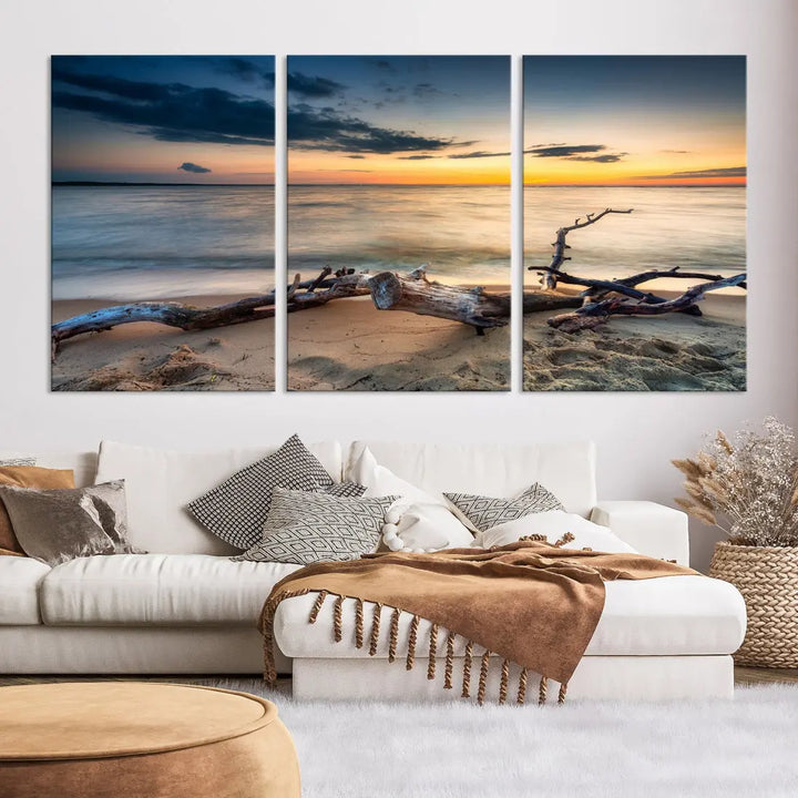 Ocean Sunset Beach Wall Art Canvas Print