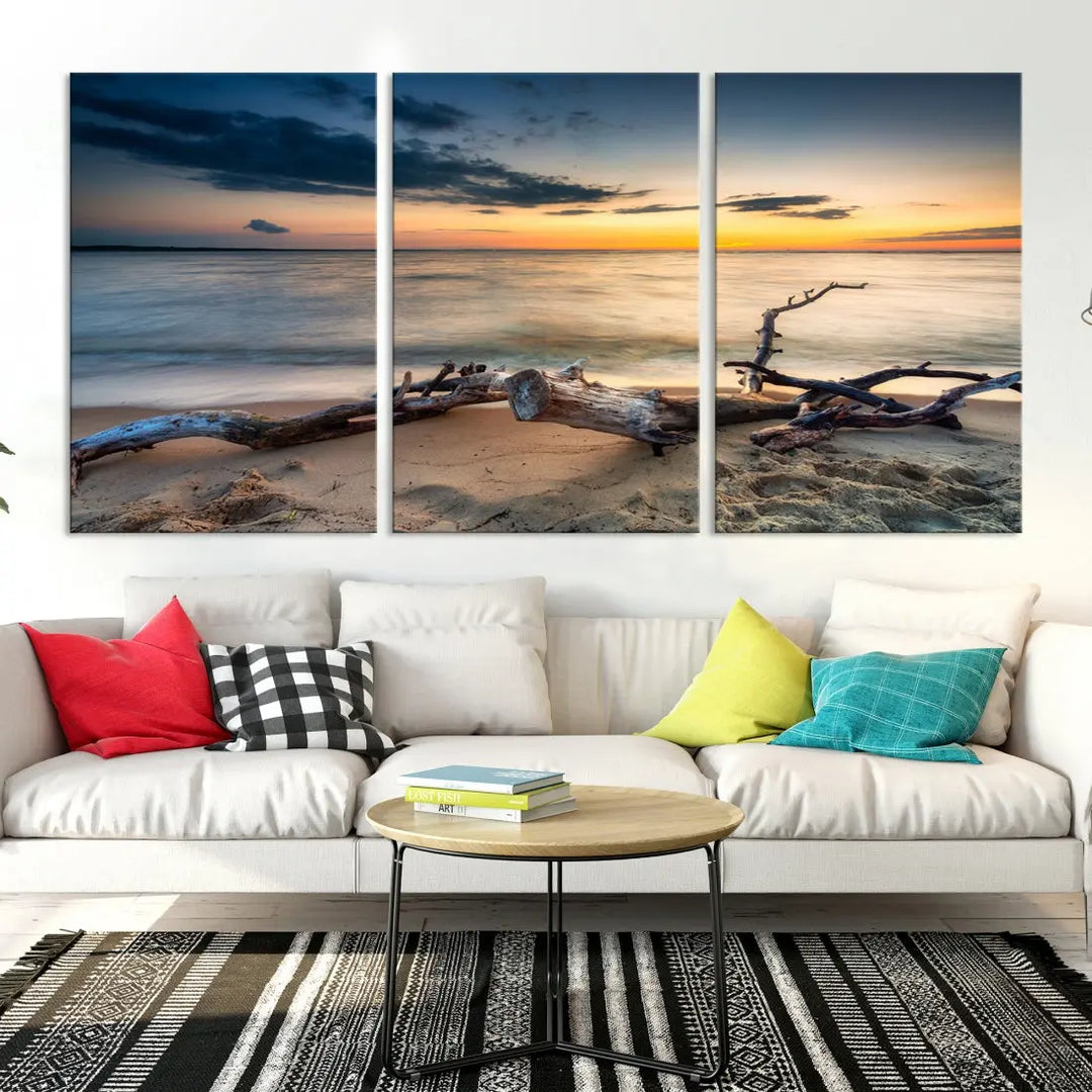 Ocean Sunset Beach Wall Art Canvas Print