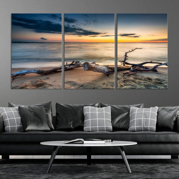 Ocean Sunset Beach Wall Art Canvas Print