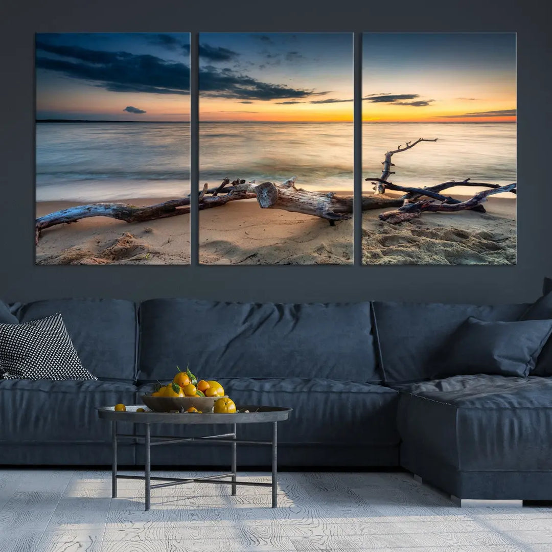 Ocean Sunset Beach Wall Art Canvas Print