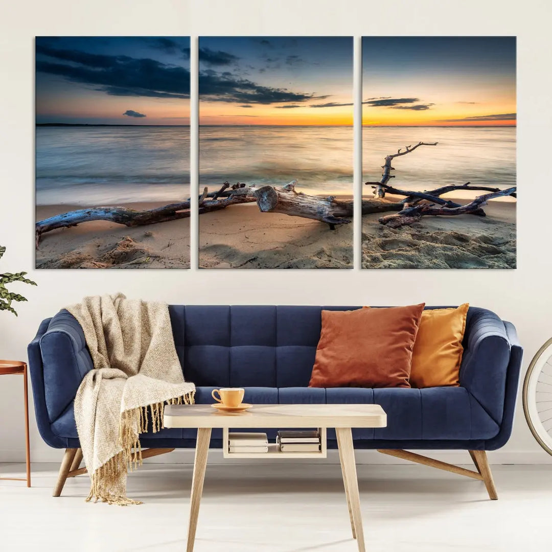 Ocean Sunset Beach Wall Art Canvas Print