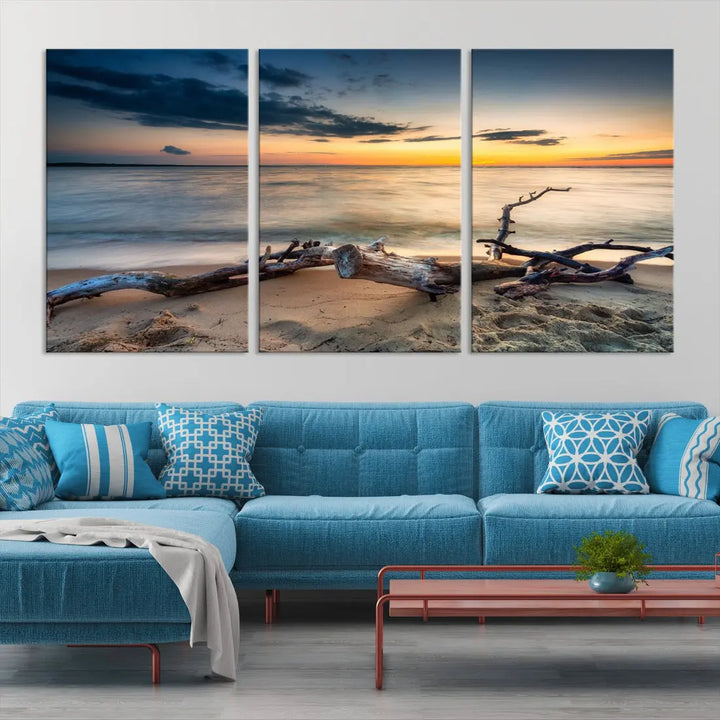 Ocean Sunset Beach Wall Art Canvas Print