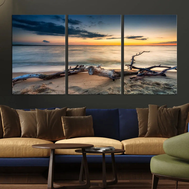 Ocean Sunset Beach Wall Art Canvas Print