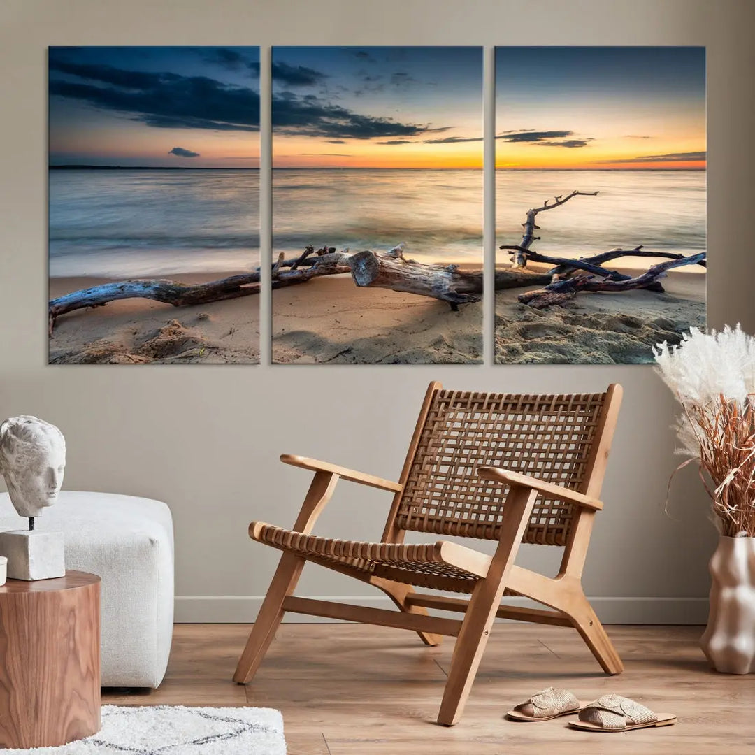 Ocean Sunset Beach Wall Art Canvas Print