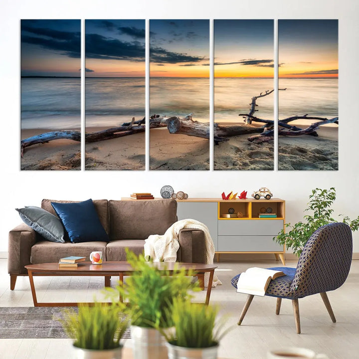 Ocean Sunset Beach Wall Art Canvas Print