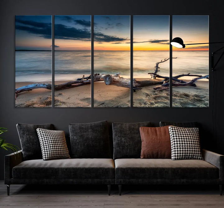 Ocean Sunset Beach Wall Art Canvas Print