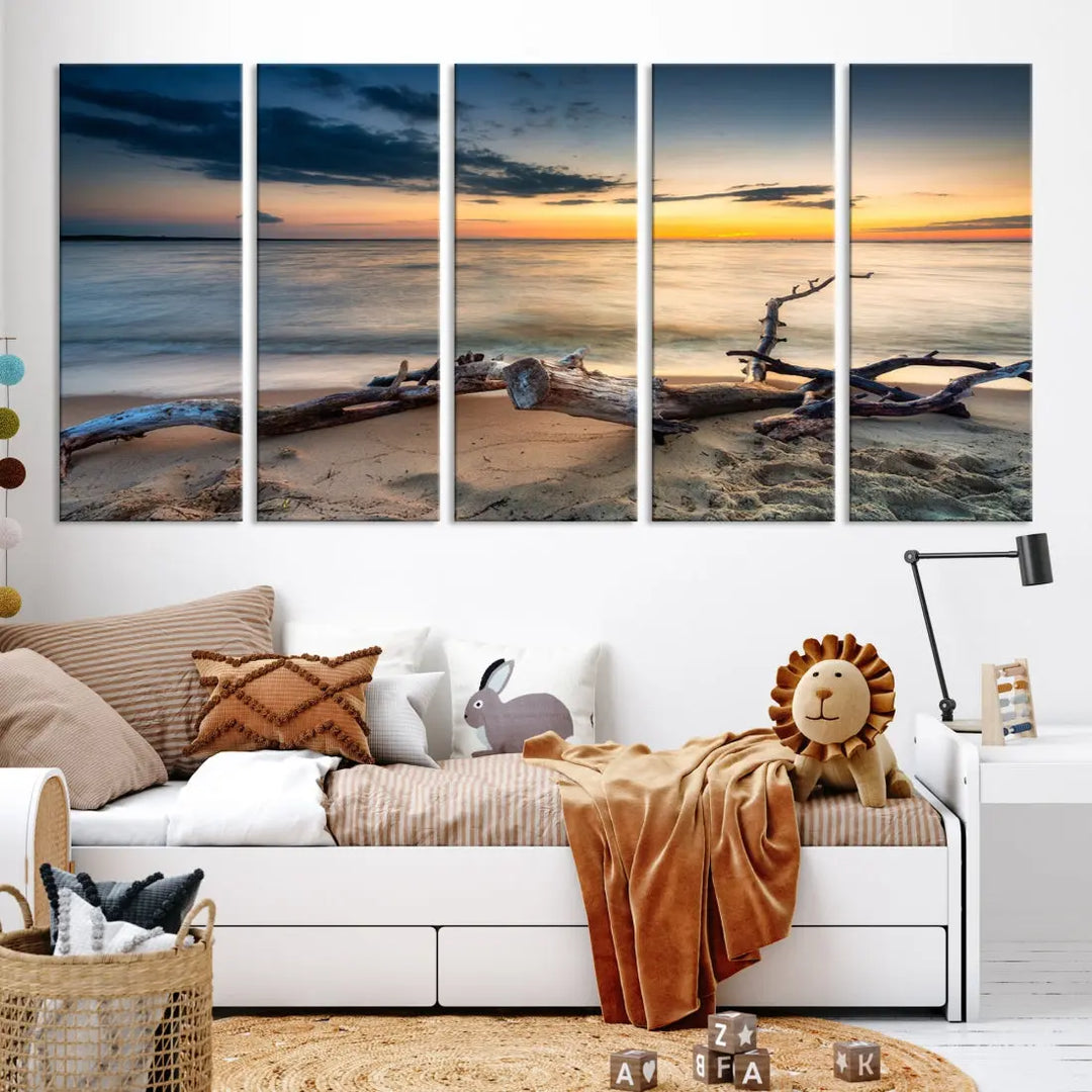 Ocean Sunset Beach Wall Art Canvas Print