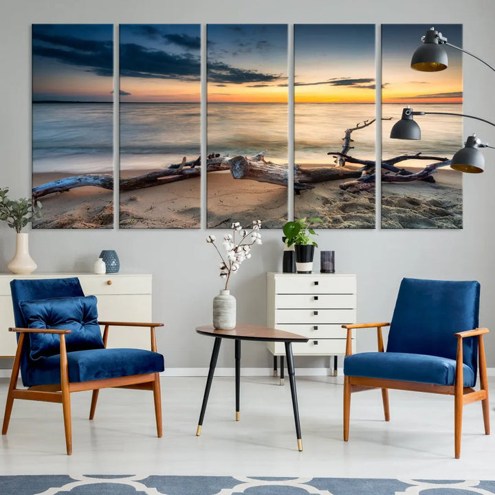 Ocean Sunset Beach Wall Art Canvas Print