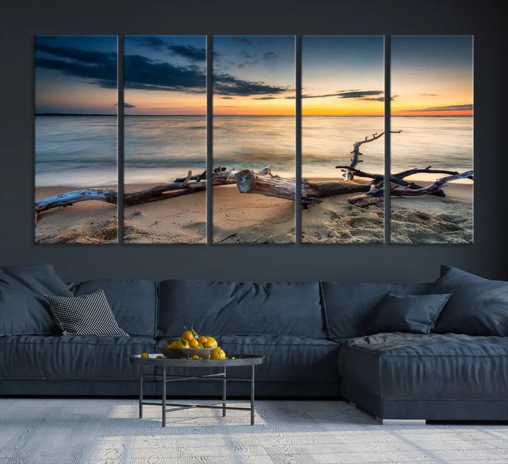 Ocean Sunset Beach Wall Art Canvas Print