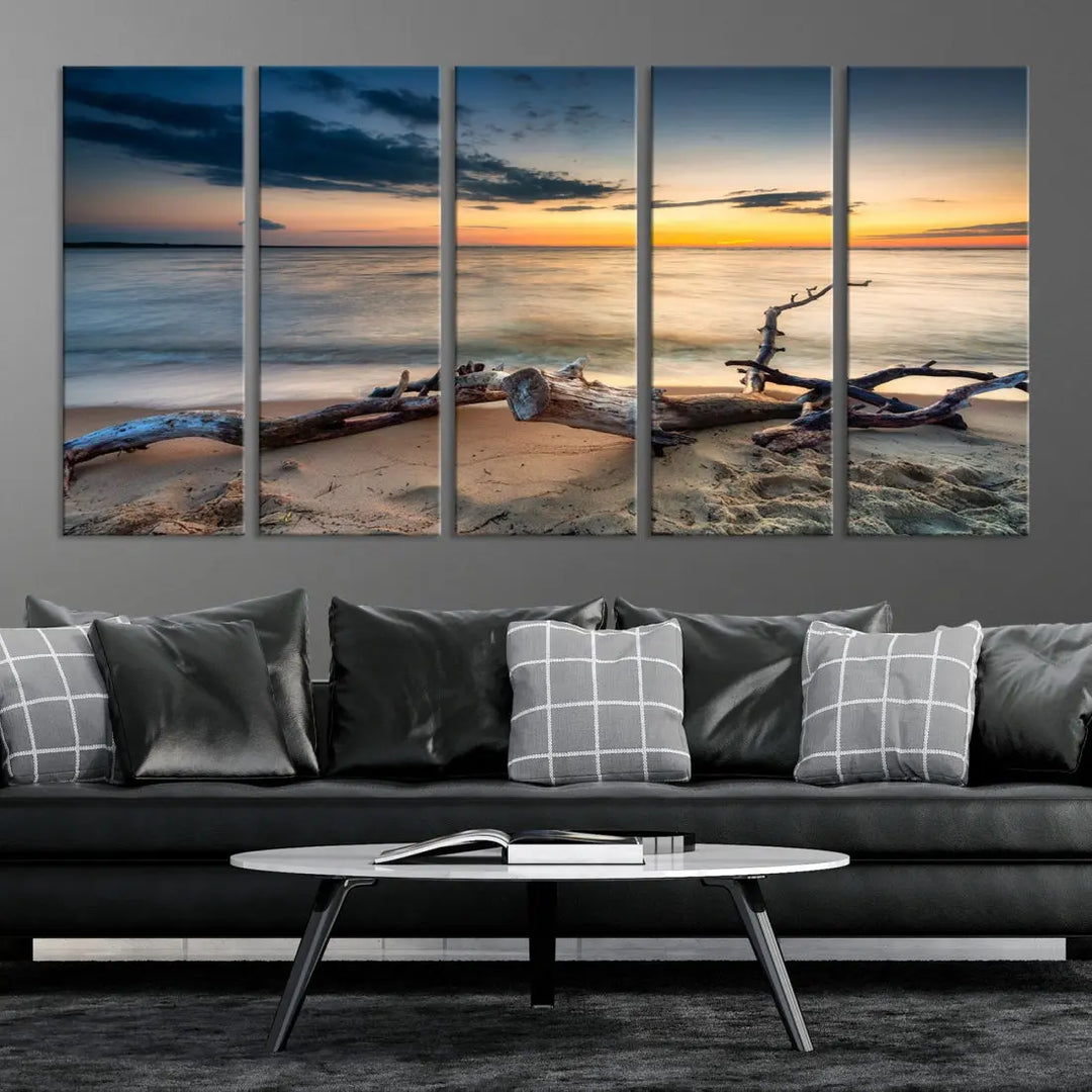 Ocean Sunset Beach Wall Art Canvas Print