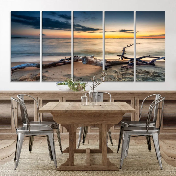 Ocean Sunset Beach Wall Art Canvas Print