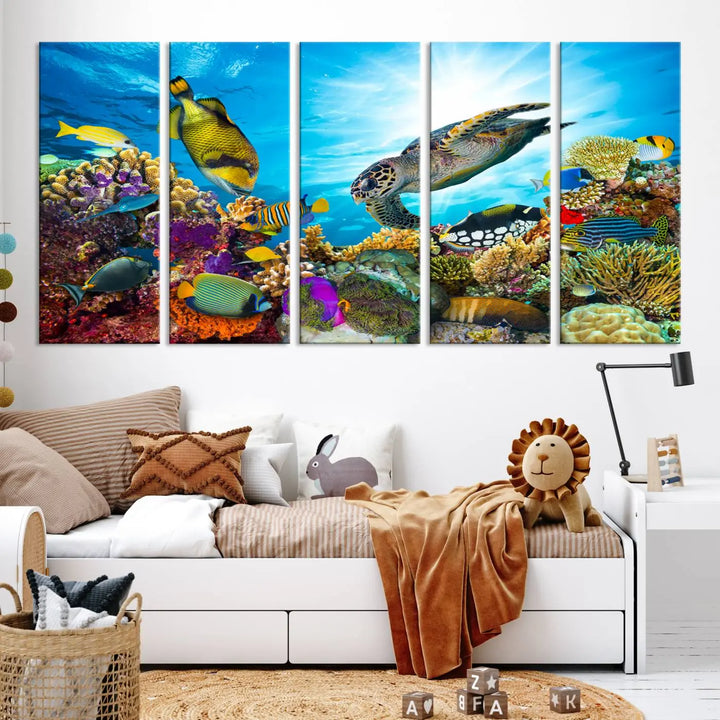 Ocean Underwater Life Turtle Wall Art Canvas Print