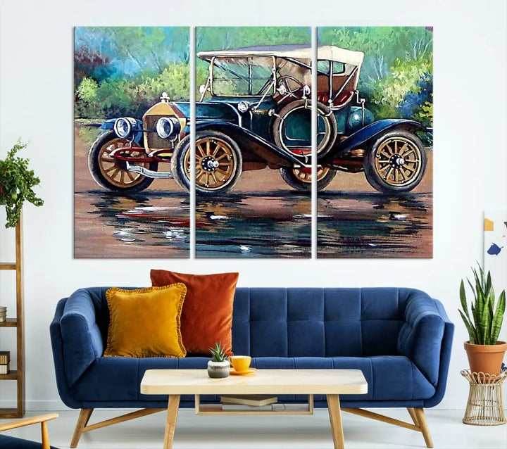 Oil Painting Old Retro Auto Car Giclee Canvas Extra Large Wall Art Print