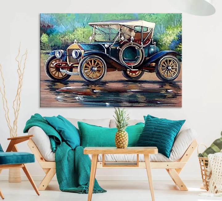 Oil Painting Old Retro Auto Car Giclee Canvas Extra Large Wall Art Print