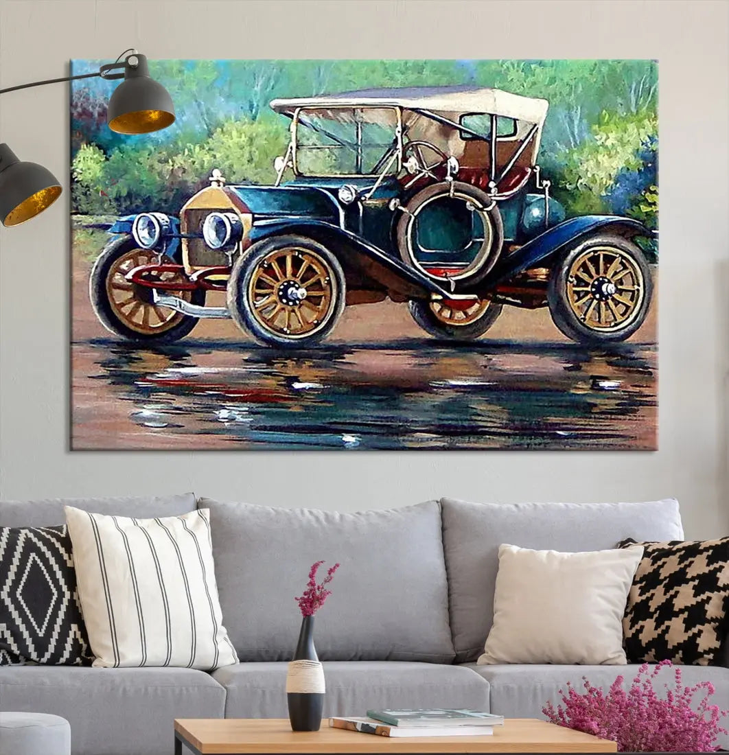 Oil Painting Old Retro Auto Car Giclee Canvas Extra Large Wall Art Print