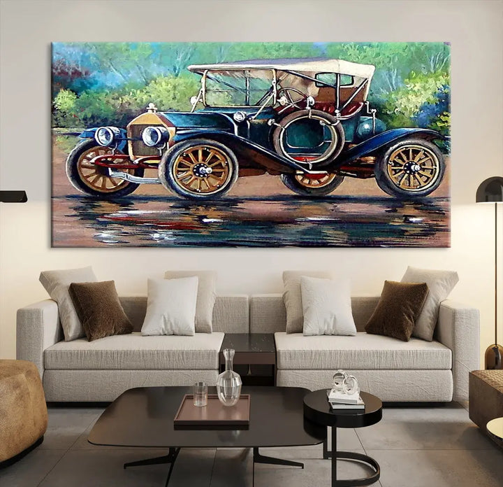 Oil Painting Old Retro Auto Car Giclee Canvas Extra Large Wall Art Print