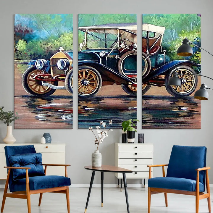 Oil Painting Old Retro Auto Car Giclee Canvas Extra Large Wall Art Print