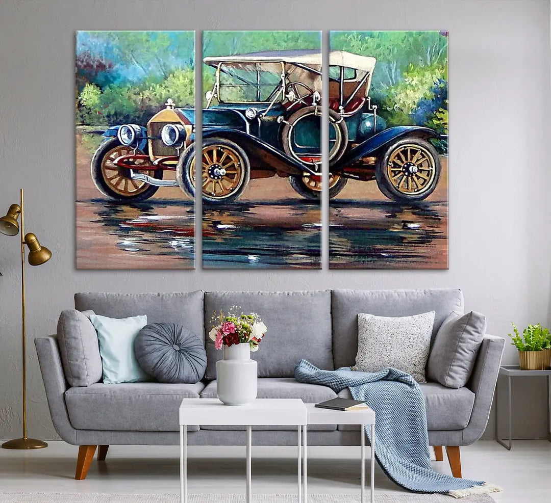 Oil Painting Old Retro Auto Car Giclee Canvas Extra Large Wall Art Print