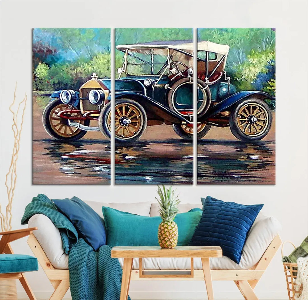 Oil Painting Old Retro Auto Car Giclee Canvas Extra Large Wall Art Print