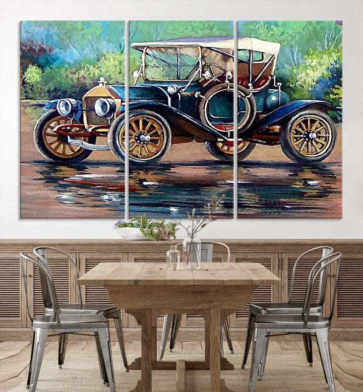 Oil Painting Old Retro Auto Car Giclee Canvas Extra Large Wall Art Print