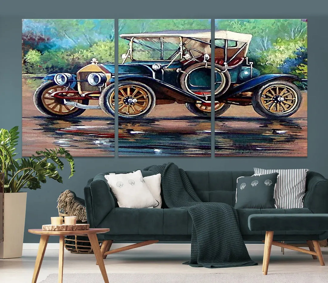 Oil Painting Old Retro Auto Car Giclee Canvas Extra Large Wall Art Print