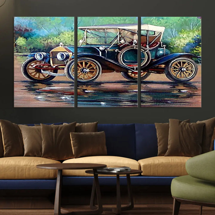 Oil Painting Old Retro Auto Car Giclee Canvas Extra Large Wall Art Print