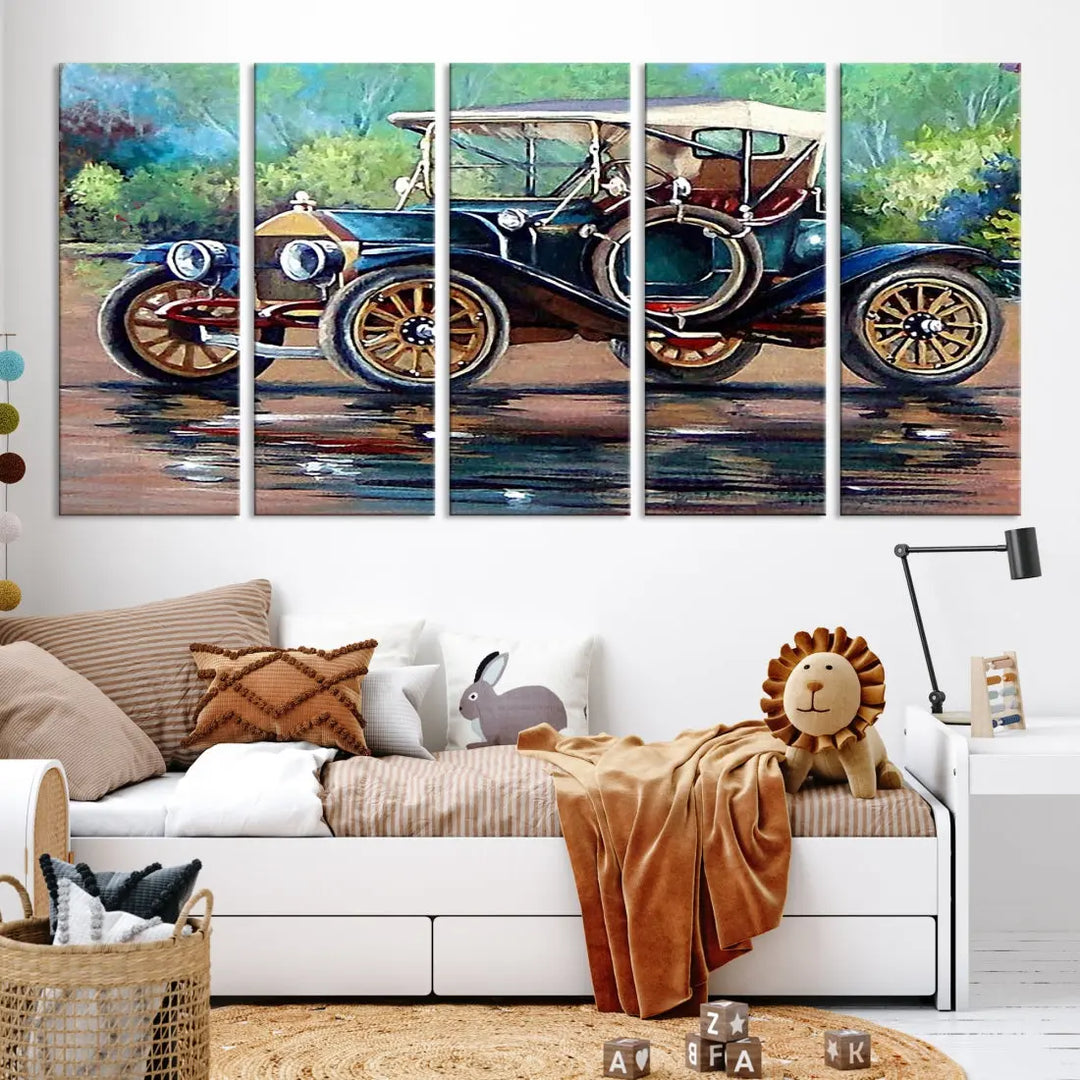 Oil Painting Old Retro Auto Car Giclee Canvas Extra Large Wall Art Print