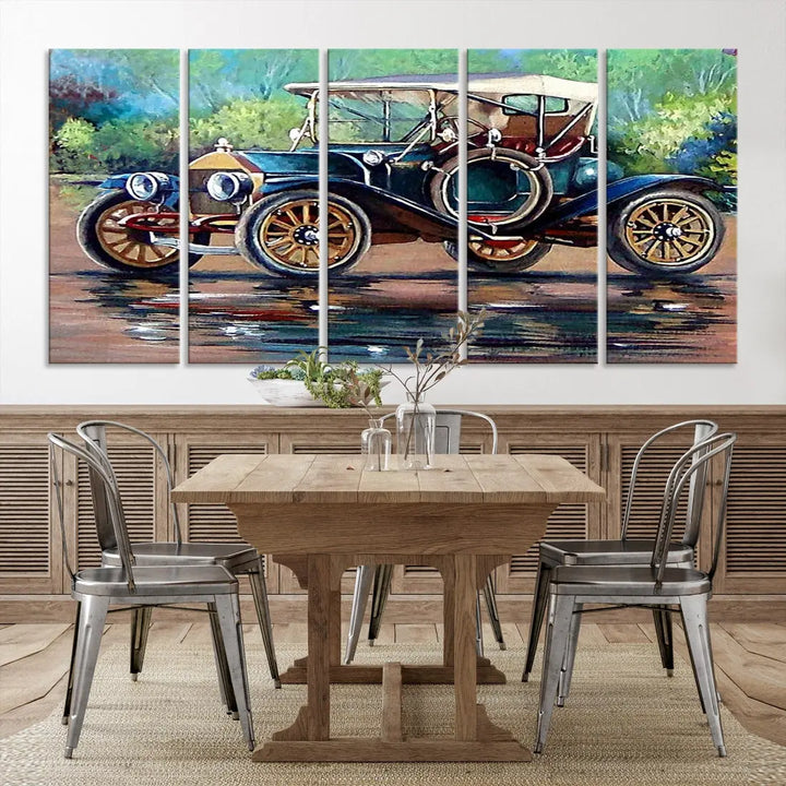 Oil Painting Old Retro Auto Car Giclee Canvas Extra Large Wall Art Print