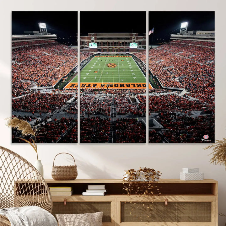 Oklahoma State Cowboys Football Team Print - Stillwater Boone Pickens Stadium Wall Art Canvas Print