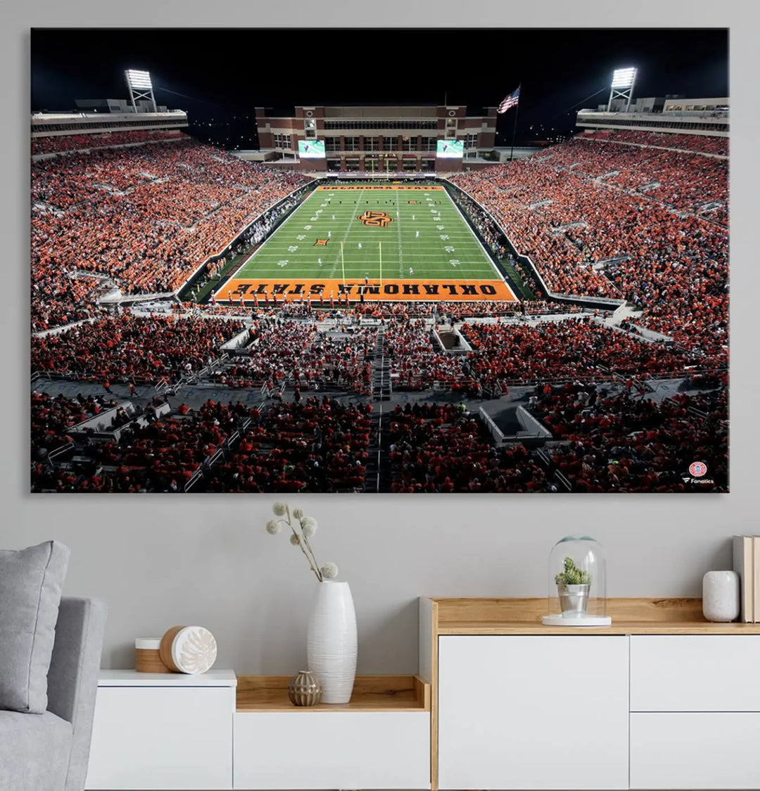 Oklahoma State Cowboys Football Team Print - Stillwater Boone Pickens Stadium Wall Art Canvas Print