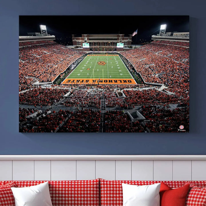 Oklahoma State Cowboys Football Team Print - Stillwater Boone Pickens Stadium Wall Art Canvas Print