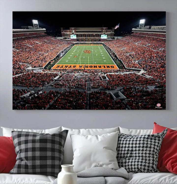 Oklahoma State Cowboys Football Team Print - Stillwater Boone Pickens Stadium Wall Art Canvas Print